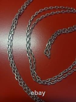 Ancienne chaine sautoir de montre gousset en argent massif 140cm