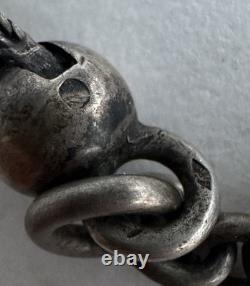 Ancienne châtelaine chaîne montre gousset catholique religieux argent massif XIX