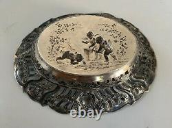 Ancienne coupe corbeille en argent massif allemand german silver mark J2K tray