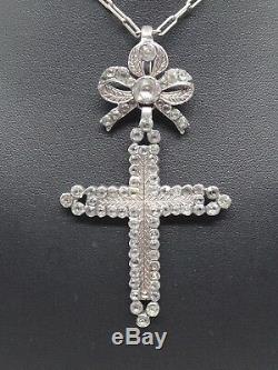 Ancienne croix d'Yvetot argent massif et pierre du Rhin Normandie XIXe (2)