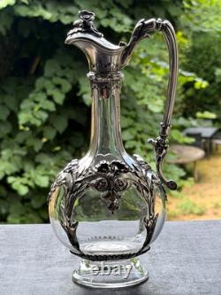 Ancienne et Rare Aiguière en Cristal et argent massif XVIII Italie