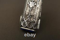 Ancienne et Rare Boite Allumettes en Argent Massif et Lapis Lazuli Brevete