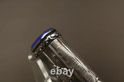 Ancienne et Rare Boite Allumettes en Argent Massif et Lapis Lazuli Brevete