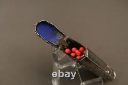 Ancienne et Rare Boite Allumettes en Argent Massif et Lapis Lazuli Brevete