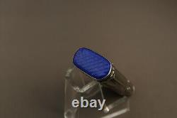 Ancienne et Rare Boite Allumettes en Argent Massif et Lapis Lazuli Brevete