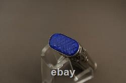 Ancienne et Rare Boite Allumettes en Argent Massif et Lapis Lazuli Brevete