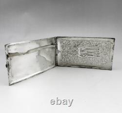 Ancienne étui à cigarettes en argent massif Asie Cambodge Indochine 85.8grs