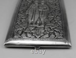 Ancienne étui à cigarettes en argent massif Asie Cambodge Indochine 85.8grs