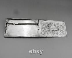 Ancienne étui à cigarettes en argent massif Asie Cambodge Indochine 85.8grs