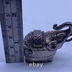 Ancienne figurine éléphant de cérémonie moghol indien en argent massif XVIIIe