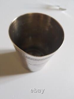 Ancienne grande timbale Gobelet en argent massif poinçon minerve 106 Grammes