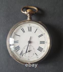 Ancienne grosse montre a gousset en argent massif poinçon chimère fonctionne