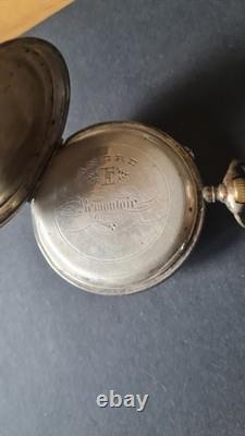 Ancienne grosse montre a gousset en argent massif poinçon chimère fonctionne
