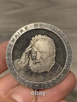 Ancienne médaille centenaire Victor Hugo en argent massif