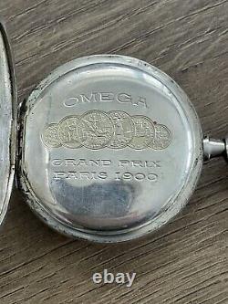 Ancienne montre à gousset Omega en argent massif grand prix 1900