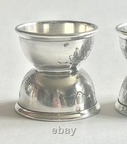 Ancienne paire de coquetier diabolo en argent massif minerve période art nouveau