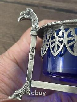 Ancienne paire de salières en argent massif vieillard armoirie blason empire