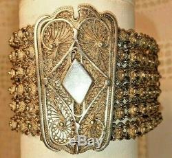 Ancienne parure XIX ème argent massif 850 collier ras cou et bracelet poinçon