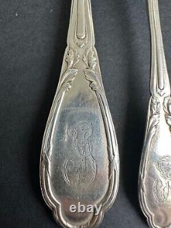 Ancienne petite grande cuillère fourchette argent massif sterling silver minerve