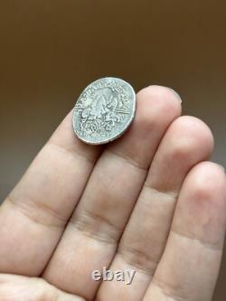 Ancienne pièce de monnaie gréco-bactrienne Eucratides I en argent massif tétr