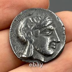 Ancienne pièce grecque Athéna en argent massif tétradrachme Circa 449-413 BC