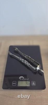 Ancienne pince à glaçons en argent massif poinçonnée style Louis XV Rocaille