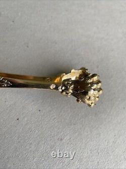 Ancienne pince à sucre en Argent Massif Vermeil Puiforcat Fleur De Lys