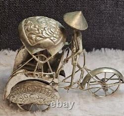 Ancienne pousse-pousse, chinois / Chine, en argent, fait main / artisanal 61g