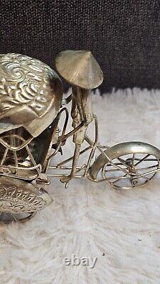 Ancienne pousse-pousse, chinois / Chine, en argent, fait main / artisanal 61g