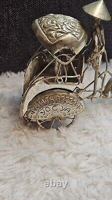 Ancienne pousse-pousse, chinois / Chine, en argent, fait main / artisanal 61g