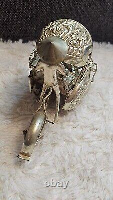Ancienne pousse-pousse, chinois / Chine, en argent, fait main / artisanal 61g