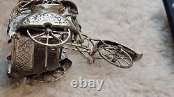 Ancienne pousse-pousse, chinois / Chine, en argent, fait main / artisanal 61g