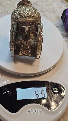 Ancienne pousse-pousse, chinois / Chine, en argent, fait main / artisanal 61g