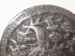 Ancienne superbe Boite ronde argent massif Empire Ottoman très ouvragée XIX-XXe