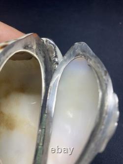 Ancienne tabatière en coquillage moucheté et argent massif début XIXème