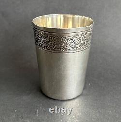 Ancienne timbale argent massif sterling silver décor floral style empire minerve