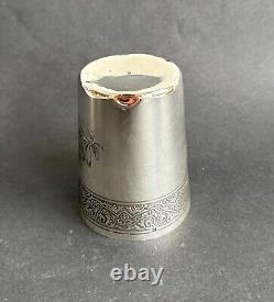 Ancienne timbale argent massif sterling silver décor floral style empire minerve