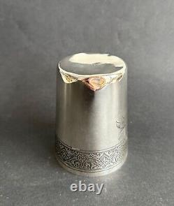 Ancienne timbale argent massif sterling silver décor floral style empire minerve