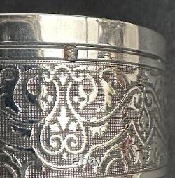 Ancienne timbale argent massif sterling silver décor floral style empire minerve