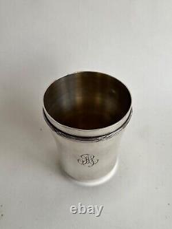 Ancienne timbale argent massif sterling silver décor ruban Art Deco minerve