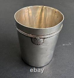 Ancienne timbale décor coquillage argent massif sterling silver minerve XIX°/XX°