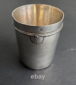 Ancienne timbale décor coquillage argent massif sterling silver minerve XIX°/XX°