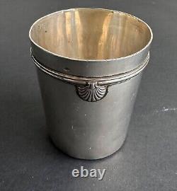 Ancienne timbale décor coquillage argent massif sterling silver minerve XIX°/XX°
