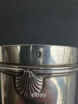 Ancienne timbale décor coquillage argent massif sterling silver minerve XIX°/XX°