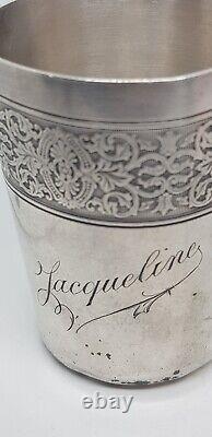 Ancienne timbale en argent massif poincon minerve 92 Grammes ART NOUVEAU