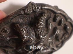 Ancienne très belle Boucle en argent massif Asie Sud-Est Hanuman chevauchant XIX