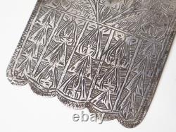 Ancienne très belle Khamsa Etoilée Talisman Berbère en argent massif Ethnique Ma