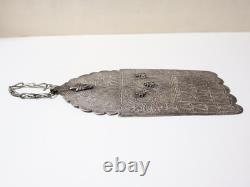 Ancienne très belle Khamsa Etoilée Talisman Berbère en argent massif Ethnique Ma