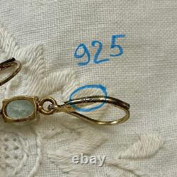 Anciennes Boucles D'oreilles Argent Massif Lapis Topaze Bleue Perle Fine