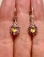 Anciennes Boucles D'oreilles Argent Massif Sublime Citrine Grenat Rose